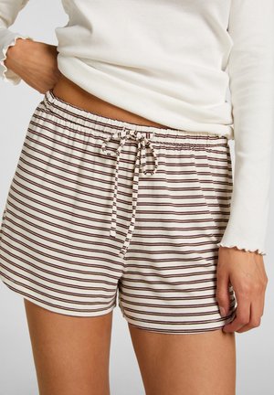 Hunkemöller HUNKEMÖLLER PYJAMA SHORTS STRIPED JERSEY - Pyjamabroek - white