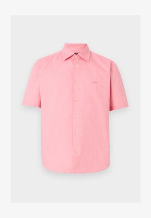 Chemise rose à manches courtes avec boutons et col, avec un logo "BOSS" subtil sur la poitrine gauche.