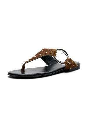 Massimo Dutti, PRINTED FLAT SLIDER SANDALS - T-bar sandals - brown