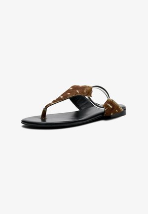 Massimo Dutti, PRINTED FLAT SLIDER SANDALS - T-bar sandals - brown