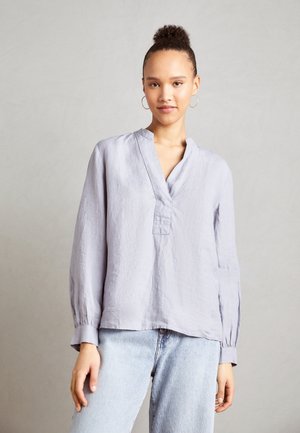 BLOUSE STAND UP COLLAR WITH V-NECK LONG SLEEVE - Tunique - nordic sea