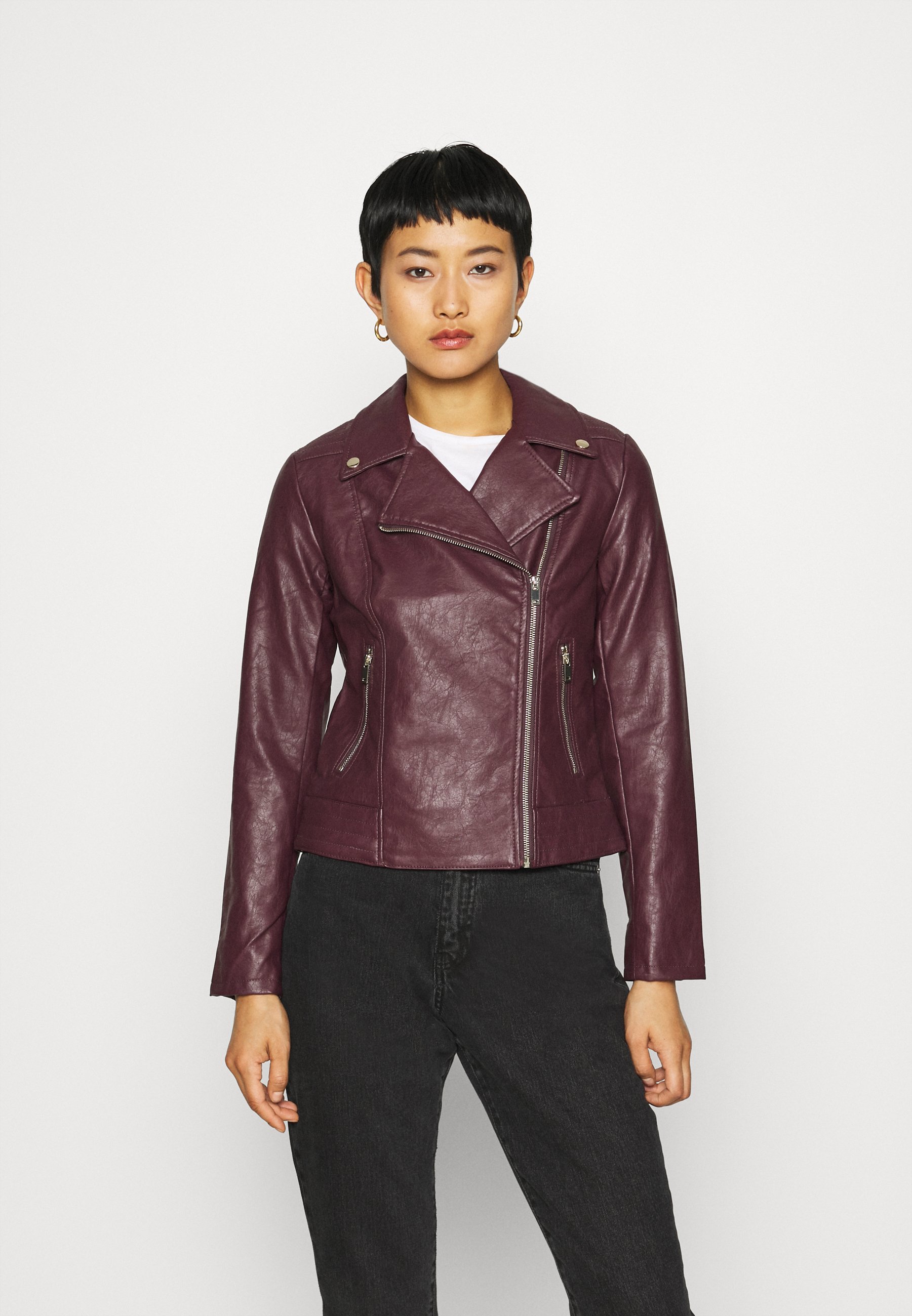 berry faux leather jacket