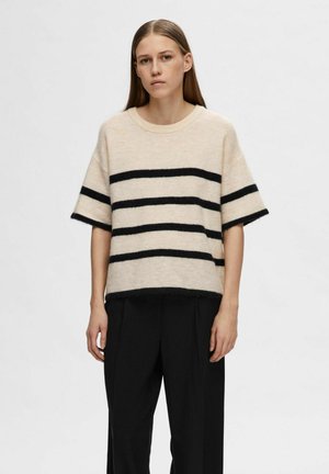 Selected Femme SLFMALINE-LILIANA 2/4 O-NECK - Jednoduché tričko - birch