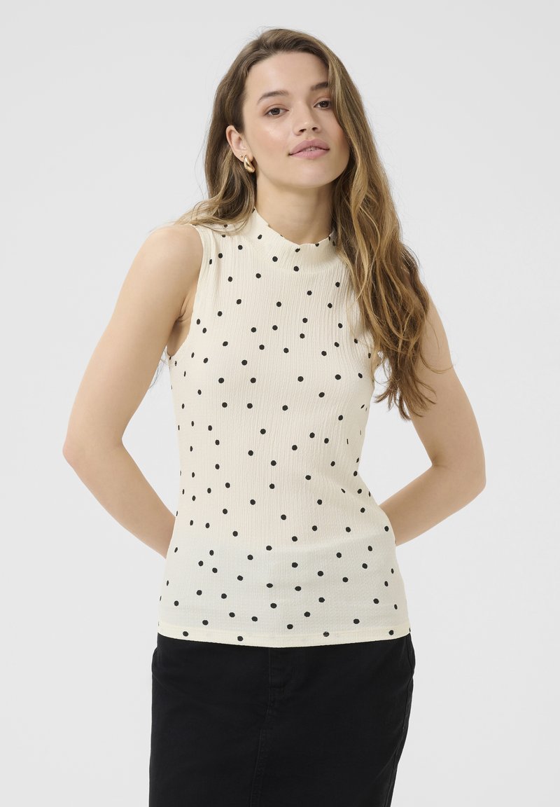 Kaffe KAKATRINE PRINTED - Débardeur - cloud cream w. black dots
