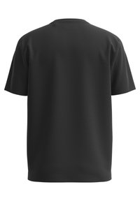 Sort bomulds t-shirt med klassisk rund hals, løs pasform og korte ærmer. Glat tekstur uden mønstre eller grafik.