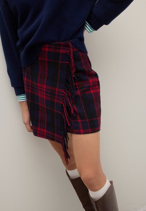 PIOMBO CHECKED WITH FRINGES - A-lijn rok - red blue