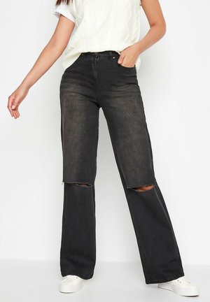 Long Tall Sally DISTRESSED BEA STRETCH - Flared Jeans - black