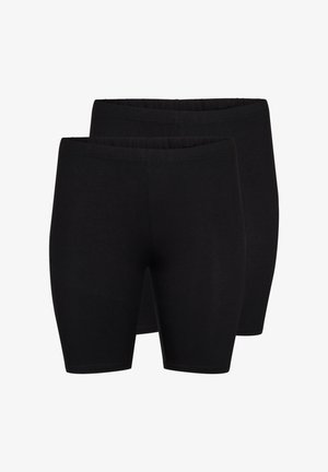 Schwarze Stretch-Shorts aus weichem, atmungsaktivem Material. Mit einem glatten Bund und leicht taillierter Form für optimalen Tragekomfort. Zwei Paar enthalten.