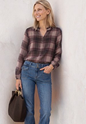 Street One, LANGARM CHIFFON-BLUSE MIT SPLIT NECK - Chemisier - sanded amber