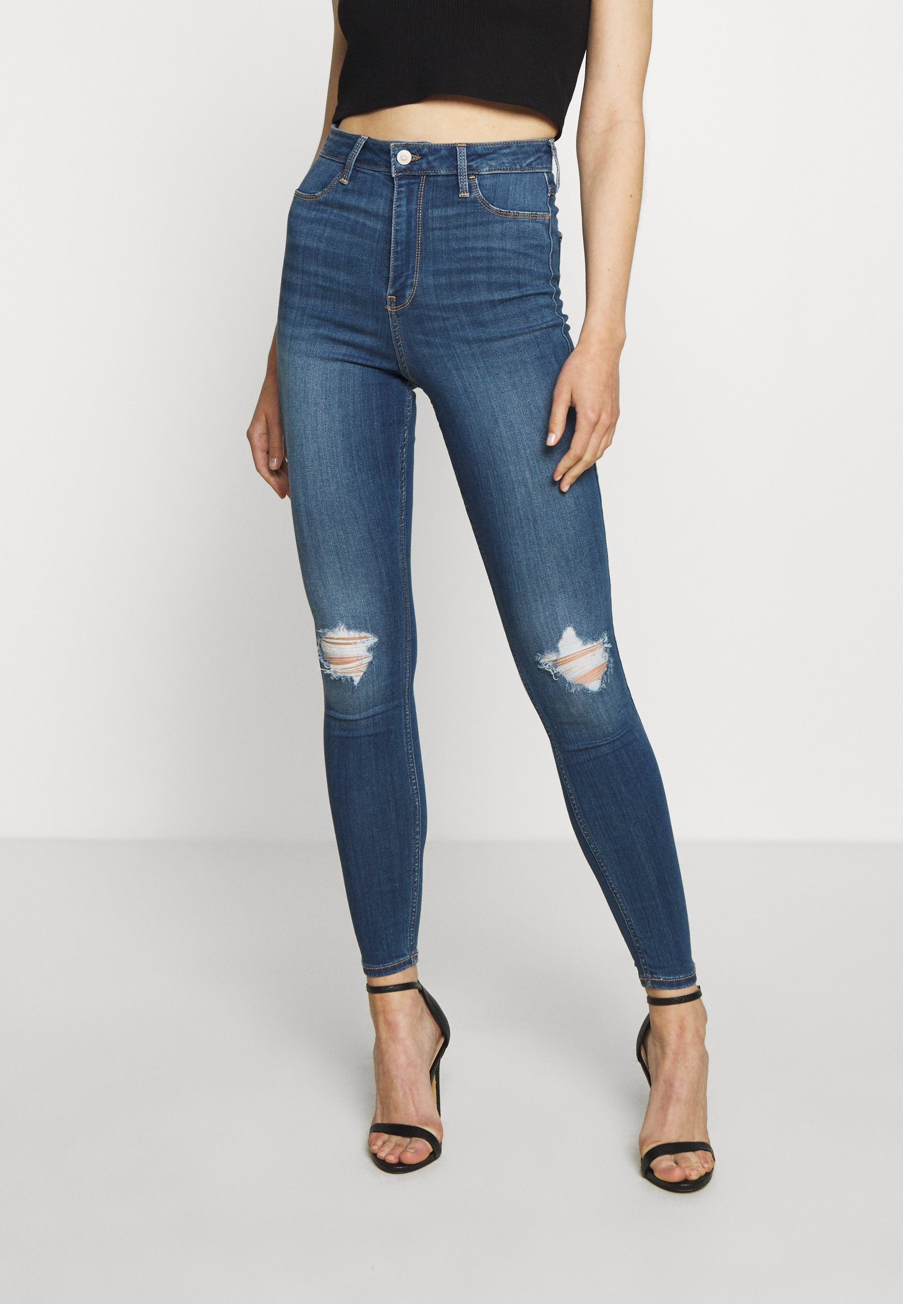 Hollister Co. CURVY KNEE Jeans Skinny Fit blue denim Hollister Co. Jeans Skinny Fit - dark blue denim