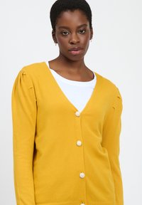 INFLUENCER V-NECK WITH PUFFED SLEEVES - Strickjacke - amber