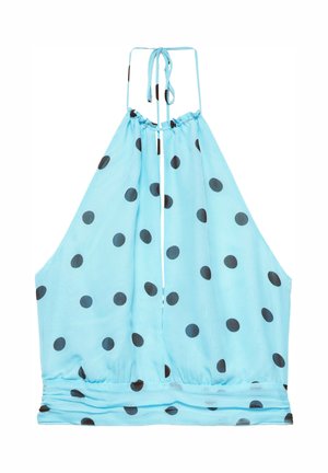 PULL&BEAR, POLKA DOT HALTER NECK WITH CUT-OUT - TOP - Débardeur - turquoise