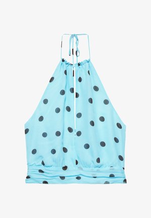 PULL&BEAR, POLKA DOT HALTER NECK WITH CUT-OUT - TOP - Débardeur - turquoise