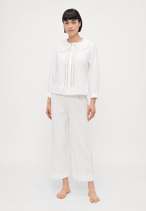WOMENS FANCY COLLAR SHIRT POCKET TROUSERS - Pyjama set - white