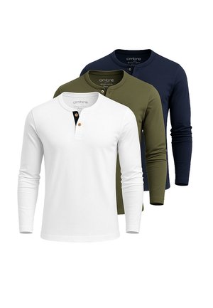 SET OF 3 LSCL - Langærmet T-shirt - white olive navy