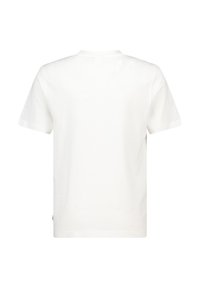 White cotton t-shirt with a crew neckline, short sleeves, and a straight cut. No visible patterns or accents. Back view only.