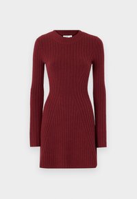 Ribbed Skater Mini Sweater Dress - Džemperkleita - cordovan