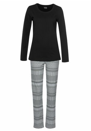 Nachtwäsche Set - schwarz gemustert