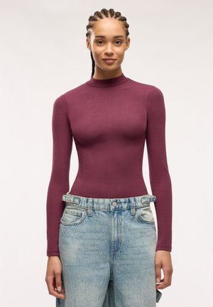 Terranova, T-SHIRT CON COLLO LUPETTO TINTA UNITA - Maglietta a manica lunga - vinaccia
