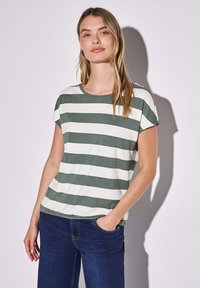 Street One STREET ONE GESTREIFTES T-SHIRT - Triko s potiskem - grün