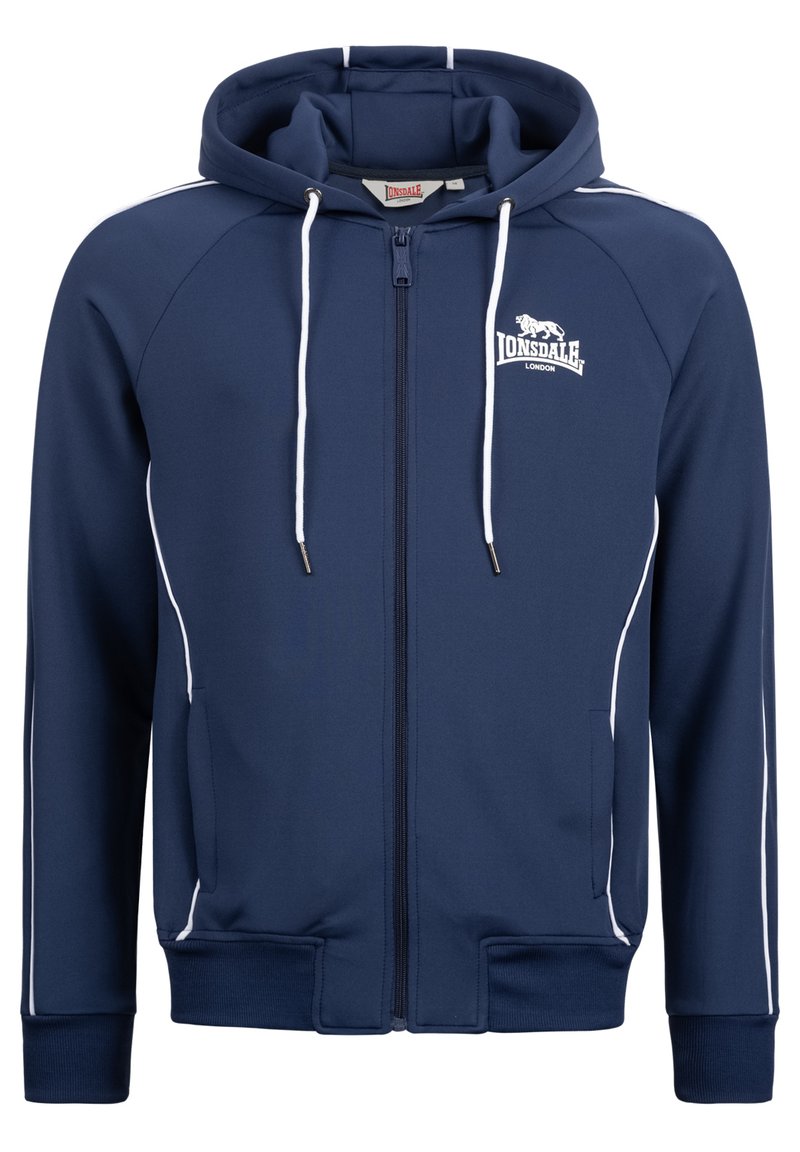 Sweat Zippé Lonsdale Garçon 11-12 Ans – Noir Rayé, Col Montant, Poche Zip