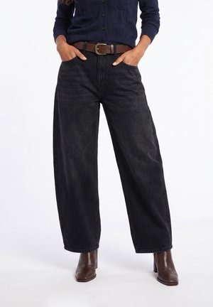 Anna Field by Zalando, BARREL WITH BELT - Jean coupe décontractée - black denim