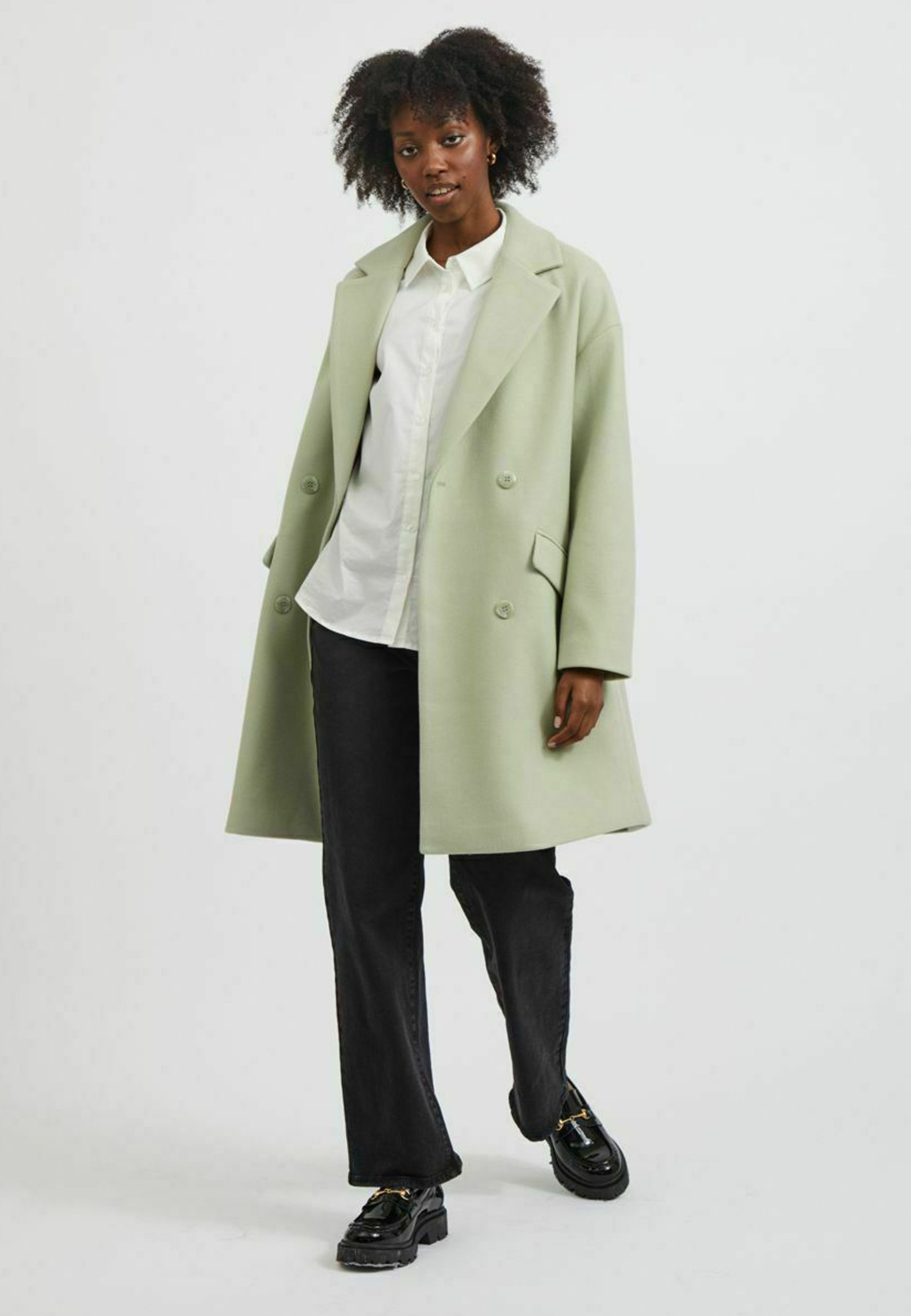 Vila ZWEIREIHIGER - Short coat - desert 