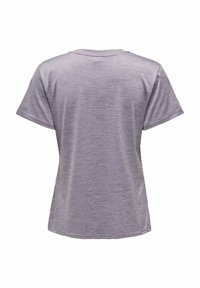 Korte mouw t-shirt in lichtpaarse gemêleerde stof. Ronde hals, relaxte pasvorm, gladde textuur, geen zichtbare prints of accenten aan de achterkant.