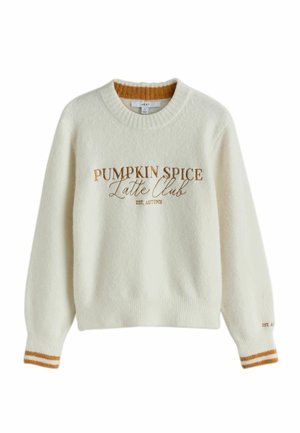 Next, REGULAR FIT - LONG SLEEVE CREW NECK KNITTED JUMPER - Jumper - ecru pumpkin spice graphic