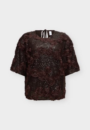 YAS, YASELYSIA 2/4 SEQUIN TOP - SHOW - Blouse - coffee bean