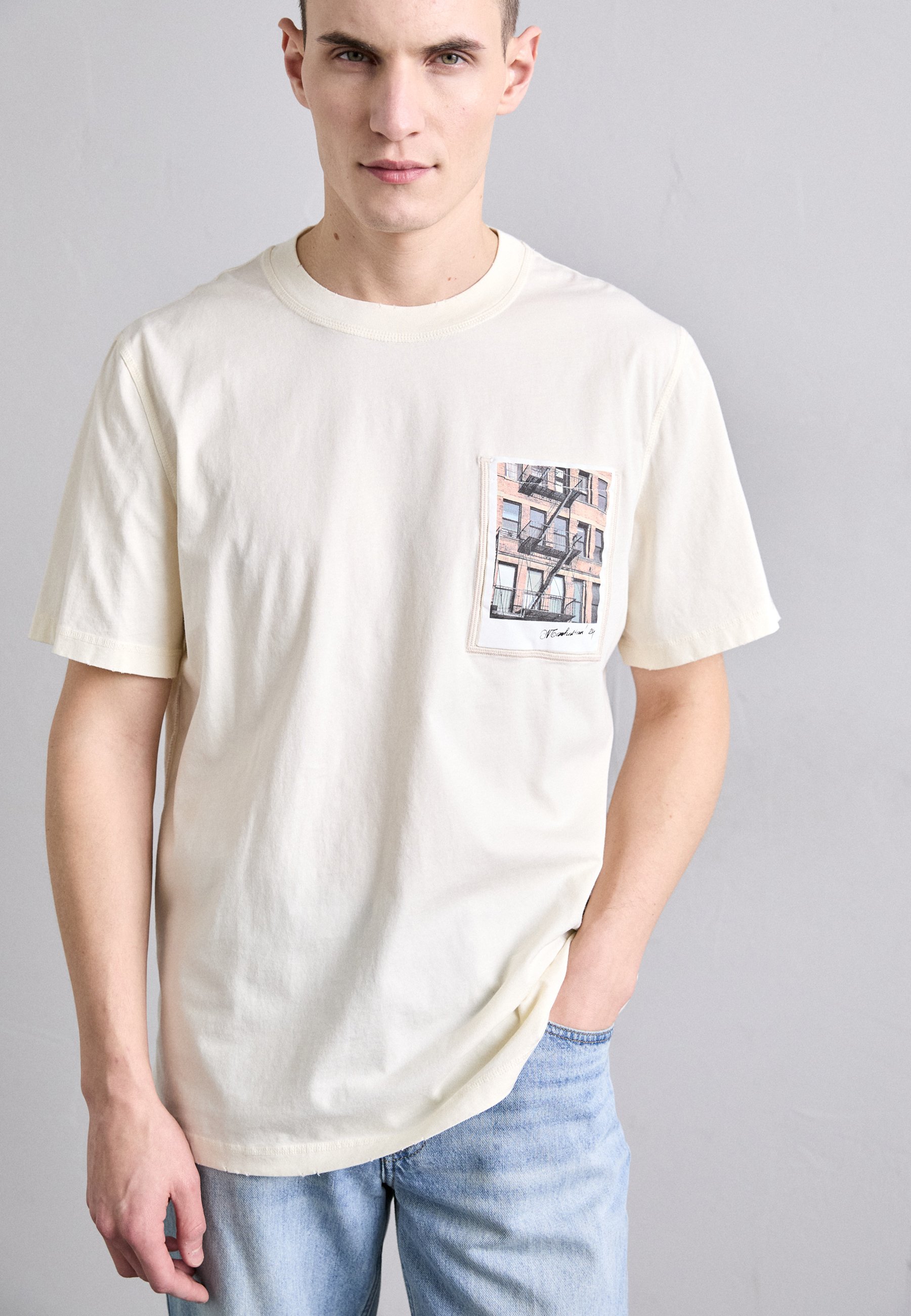 Helmut Lang Print T-shirt - antique white/off-white - Zalando.ie