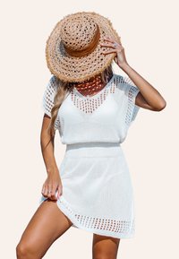 Cupshe CROCHET TRIM COVER UP - Freizeitkleid - white