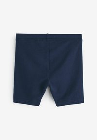 Marineblaue Baumwollshorts mit elastischem Bund, die eine glatte Textur und kein Muster aufweisen, entworfen für Komfort und Flexibilität.