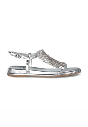 PLANA DE CON PUNTERA REDONDEADA Y CIERRE CON HEBILLA - Sandalen - plateado