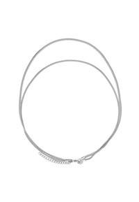 Collana in argento con due sottili fili eleganti, dotata di chiusura e lunghezza regolabile con catena di estensione per una vestibilità variabile.
