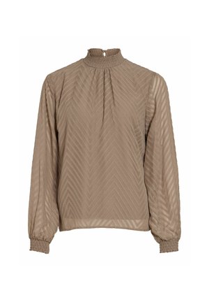 VILA, LONG SLEEVED TOP VIMICHELLE HIGH NECK - Blouse - light brown