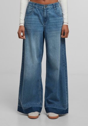 Urban Classics WIDE LEG - Flared Jeans - mid deep blue washed