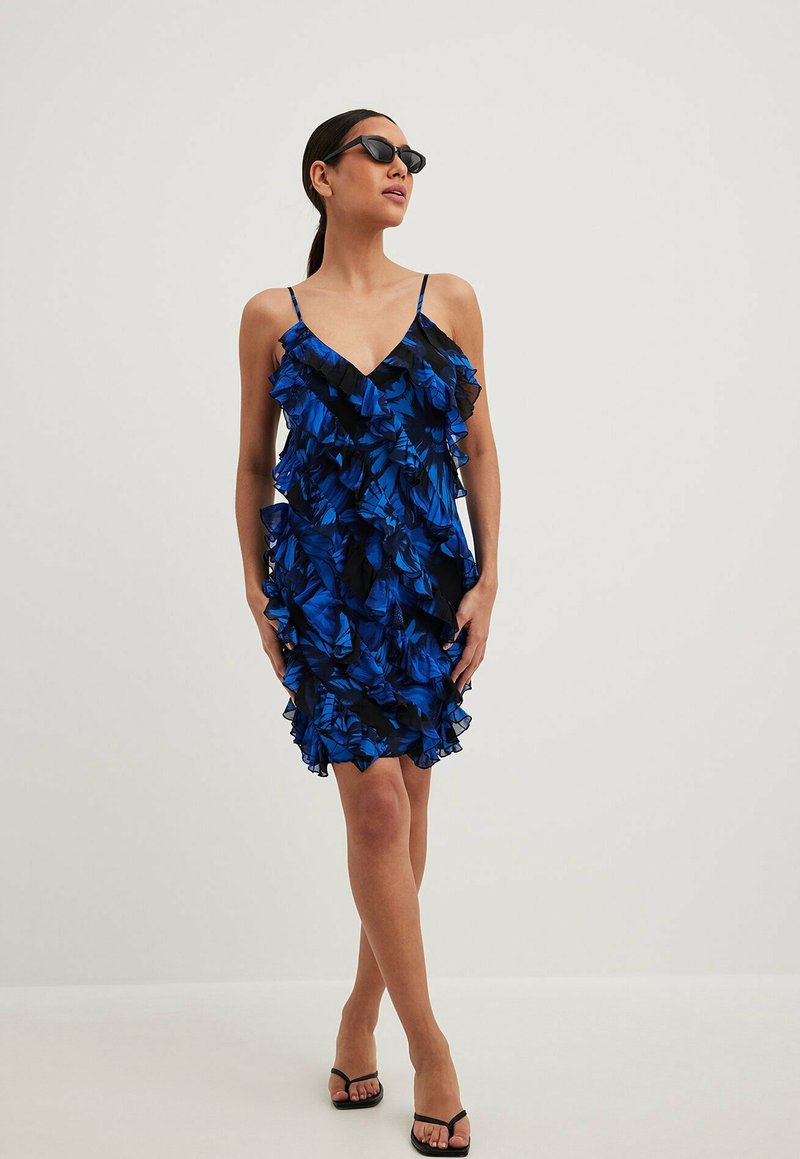 NA-KD MINI MIT ALLOVER R??SCHEN - Robe de soir?�e - navy blue flower/bleu - ZALANDO.FR