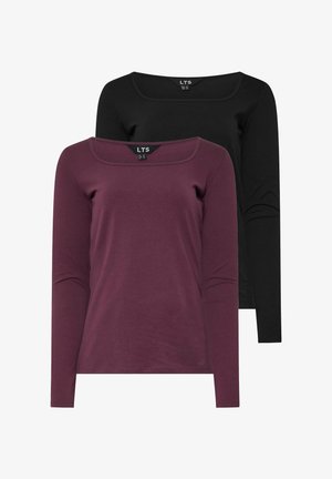Długie rękawy w kolorze burgundowym i czarnym. Miękka tkanina z dekoltem w serek. Każda bluzka ma gładką fakturę i prosty design.