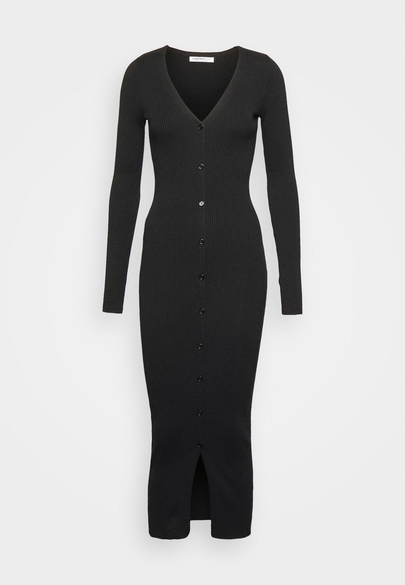 Glamorous Tall SKINNY FIT BUTTON THROUGH MIDI DRESS WITH LONG SLEEVES