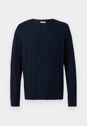 BRAIDED CREWNECK - Striktrøje - navy