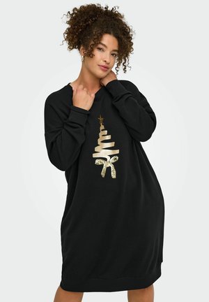 ONLY Carmakoma, SWEATSHIRT DRESS CARSANTA MIDI DRESS - Robe survêtement - black