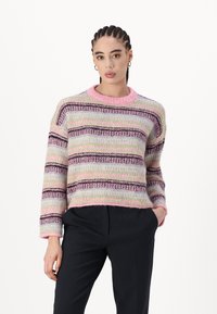 Vero Moda VMROXYO-NECK  - Trui - fuchsia pink/birch/cosmic sky /forest shade/plum