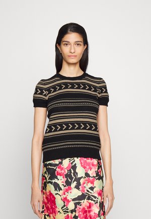 KONSUELO SHORT SLEEVE - Triko s potiskem - black/birch tan