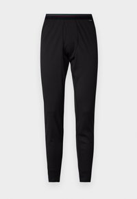 Svarta sportleggingar gjorda av andningsbart material. Har en åtsittande design, elastisk midja med färgglada ränder och avsmalnande anklar.