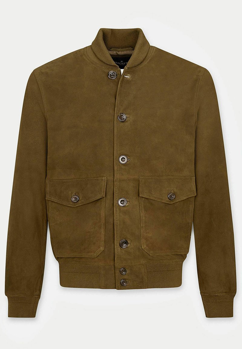 Hackett London Leren jas olijfgroen Hackett London Leren jas olijfgroen