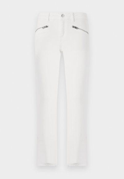 Witte jeans met een slim fit, voorzien van twee ritssluitingen aan de voorkant, een reguliere tailleband en licht beschadigde zoom. Gemaakt van denimstof.