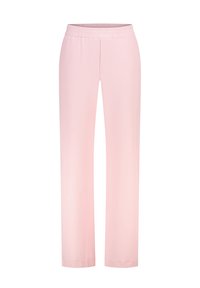Lichtgewicht roze broeken met een rechte pijp, voorzien van een elastische tailleband en zonder zichtbare sluitingen of zakken.