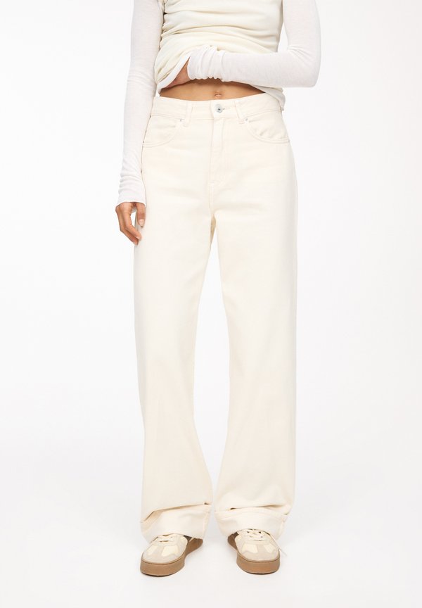 WITH TURN-HEMS - Jeans Straight Leg - beige