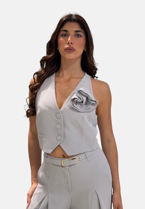 Imperial, GILET MONOPETTO CON FIORE APPLICATO - Smanicato - perla